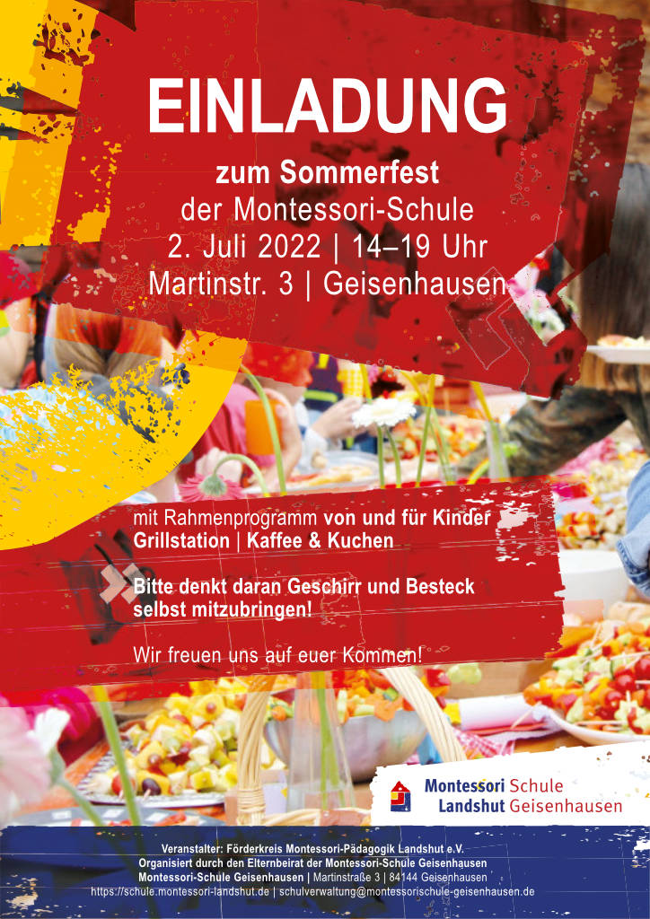 Einladung zum Sommerfest der Montessori-Schule Geisenhausen
