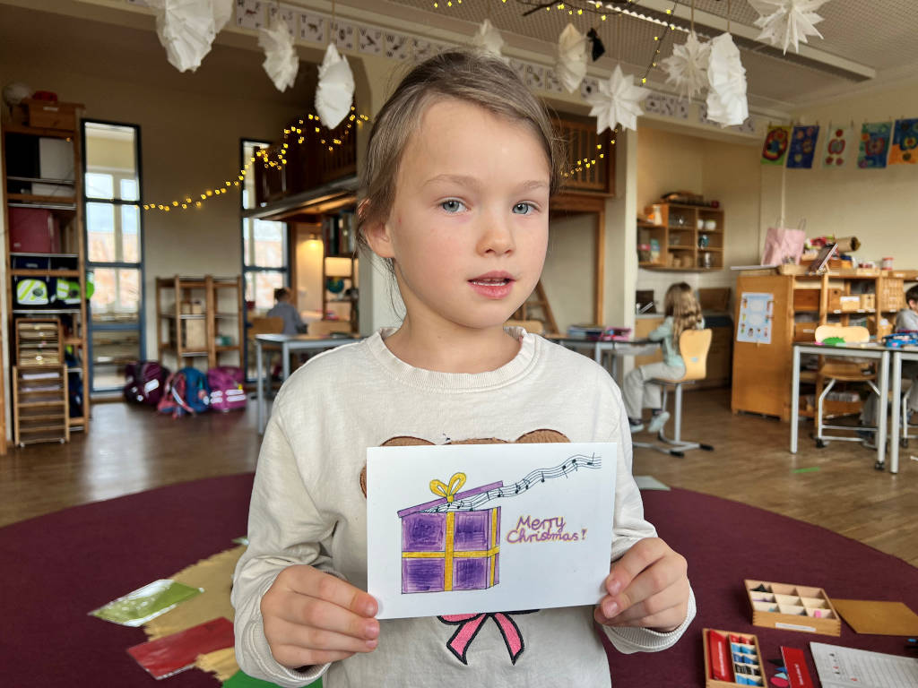 Weihnachtskarte 2024 der Montessori-Schule Geisenhausen